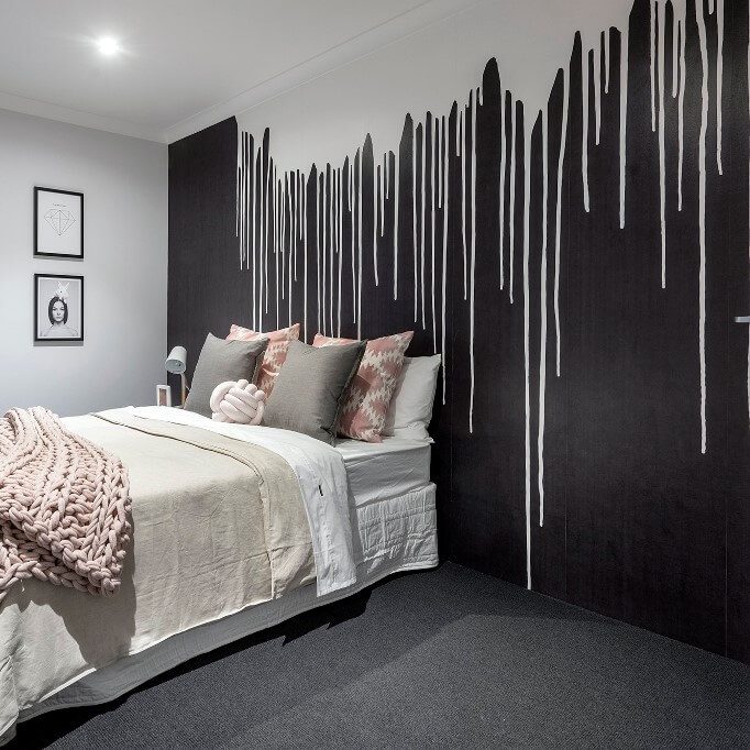 Wallpaper in master bedroom at Move Homes' The Innovator Display at Rosehill Waters
