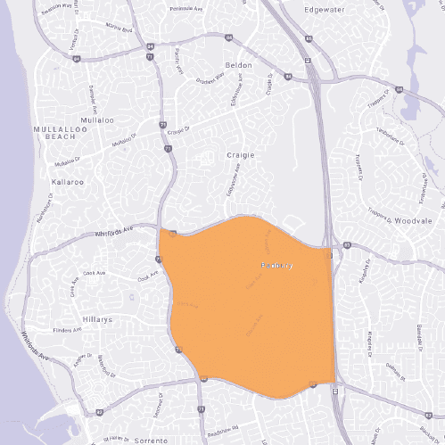 Branded map for Padbury where Move Homes has house and land packages in Perth for home builders and first time buyers