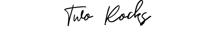Two Rocks text in black Aurelie font