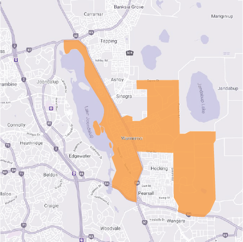 Branded map for Wanneroo where Move Homes has house and land packages in Perth for home builders and first time buyers