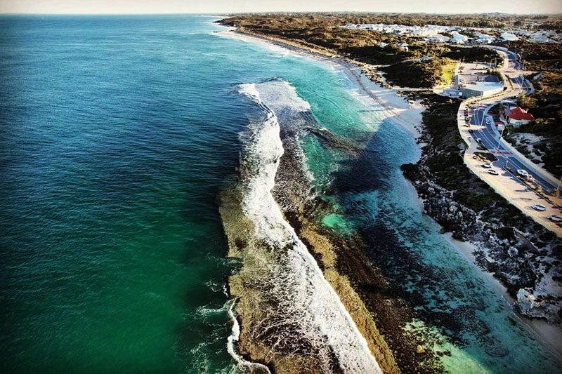 Aerial view of Yanchep Lagoon which is a close drive from Elevale Estate in Eglinton