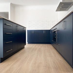 Blue kitchen cabinetry in a new home built across Perth by Move Homesthat is the Blue Char