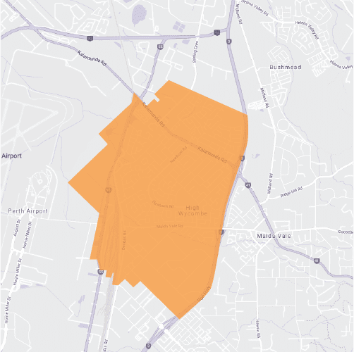 Branded map for High Wycombe where Move Homes has house and land packages in Perth for home builders and first time buyers