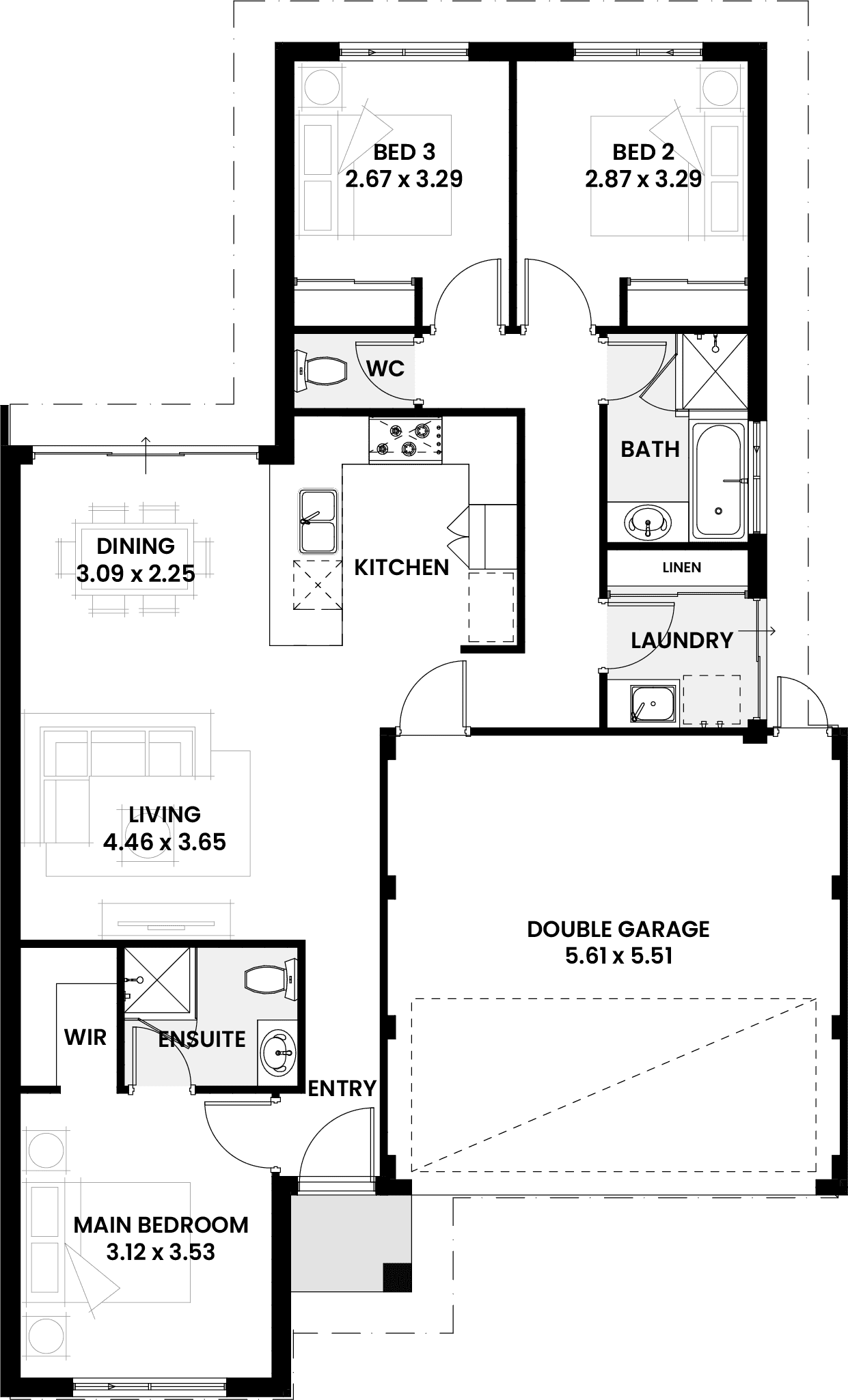Floorplan for The Sandalwood, a Move Homes new home design perfect for first time buyers and new builders in Perth