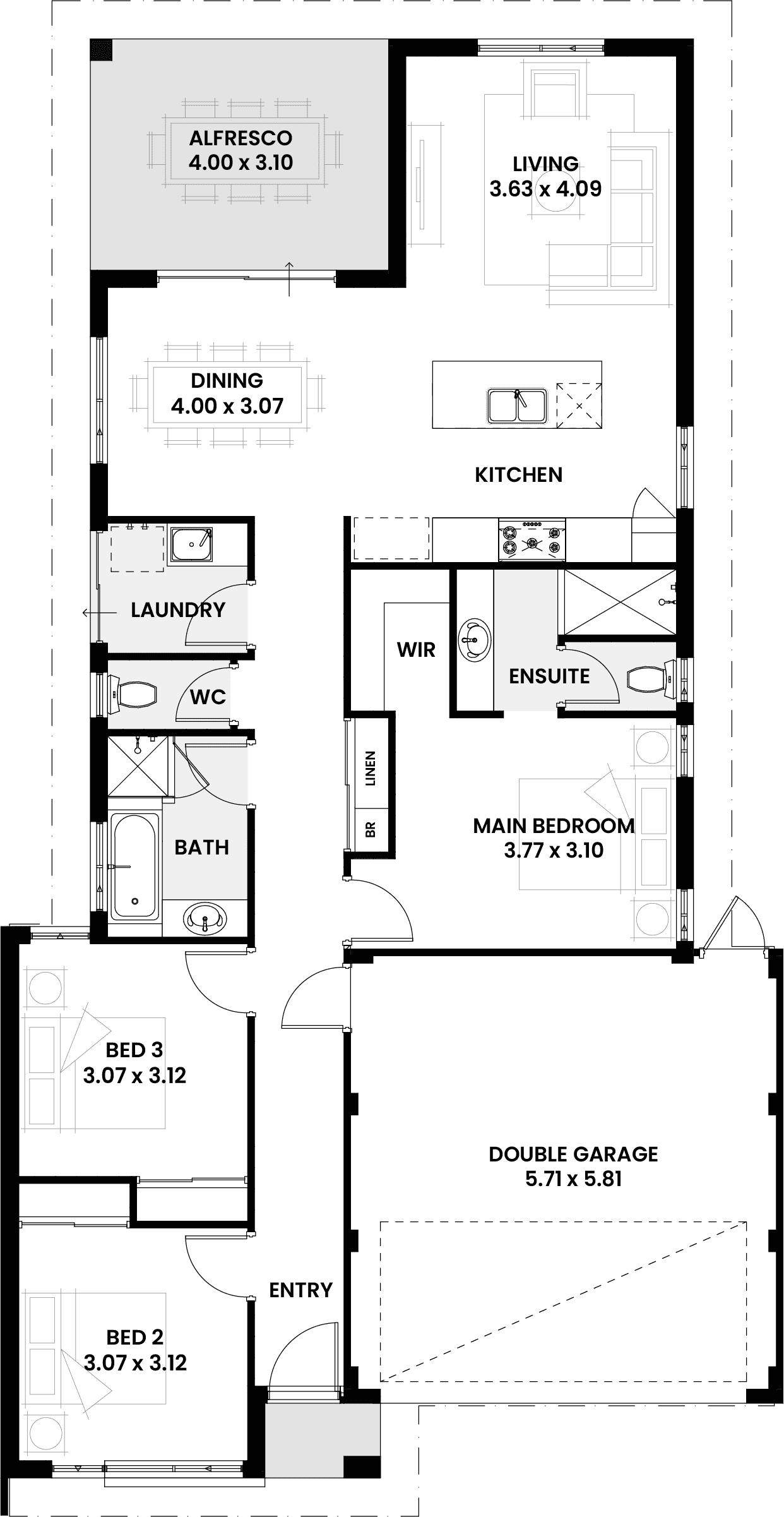 Floorplan for The Rowan, a Move Homes new home design perfect for first time buyers and new builders in Perth
