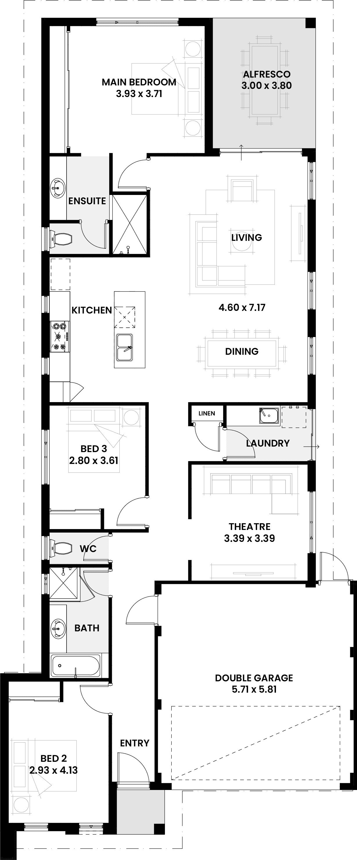 Floorplan for The Spruce, a Move Homes new home design perfect for first time buyers and new builders in Perth