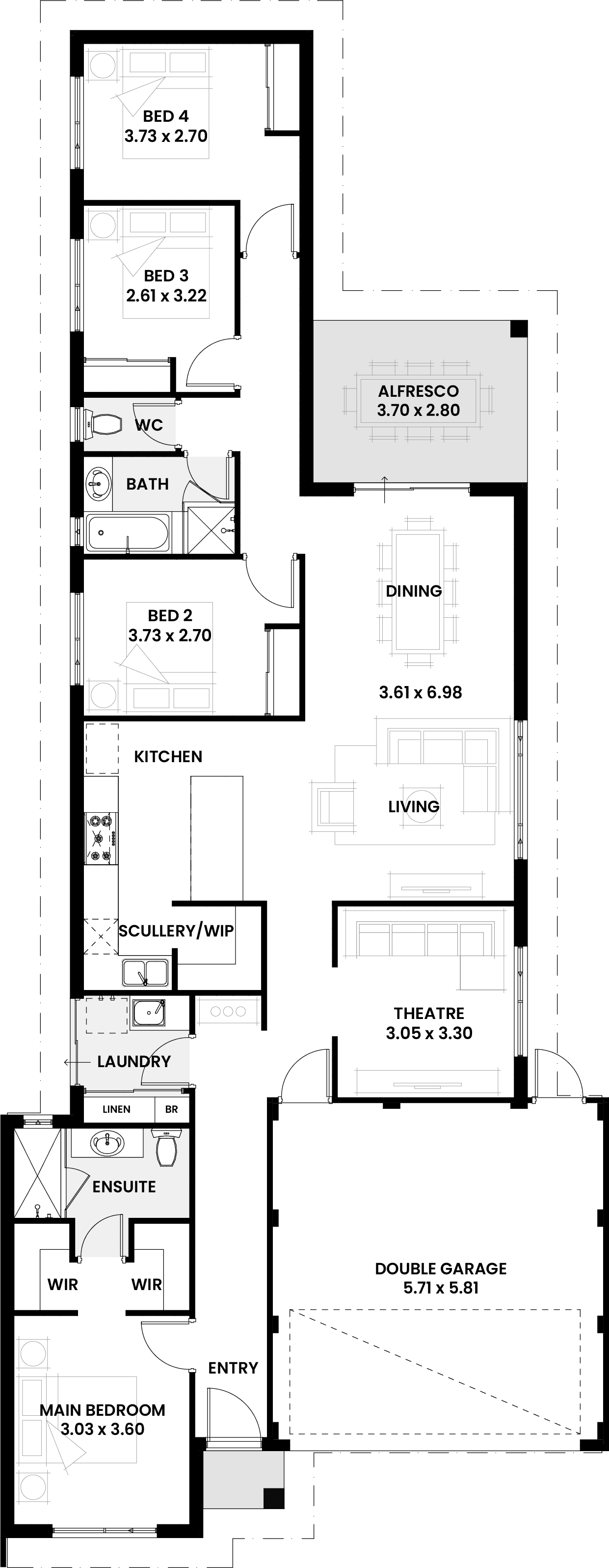 Floorplan for The Elm, a Move Homes new home design perfect for first time buyers and new builders in Perth