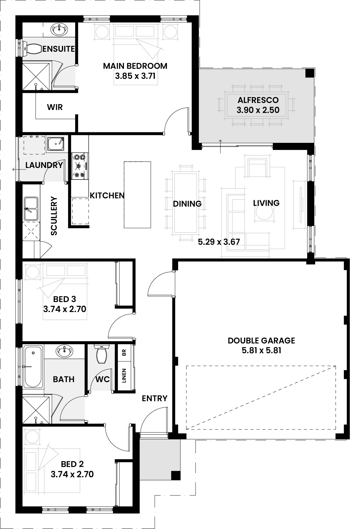 Floorplan for The Lilac, a Move Homes new home design perfect for first time buyers and new builders in Perth