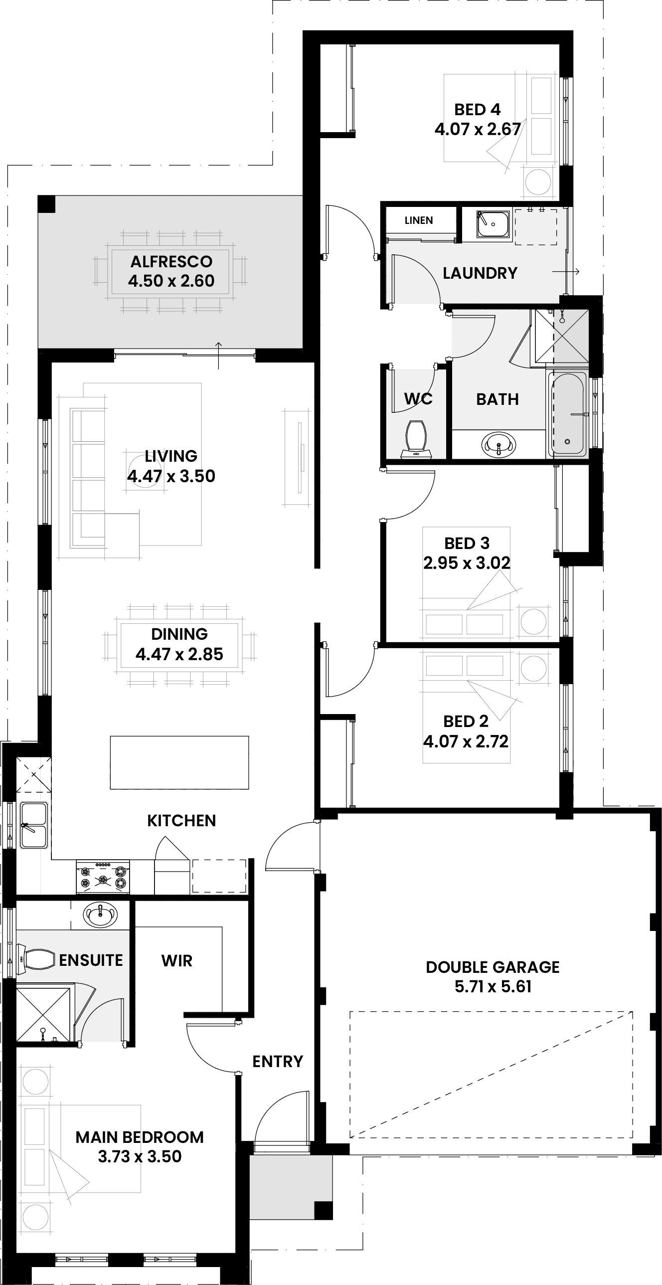 Floorplan for The Teak, a Move Homes new home design perfect for first time buyers and new builders in Perth