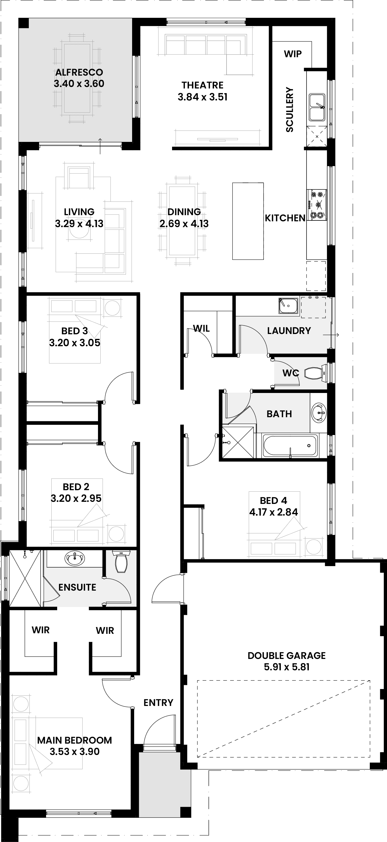 Floorplan for The Beech, a Move Homes new home design perfect for first time buyers and new builders in Perth