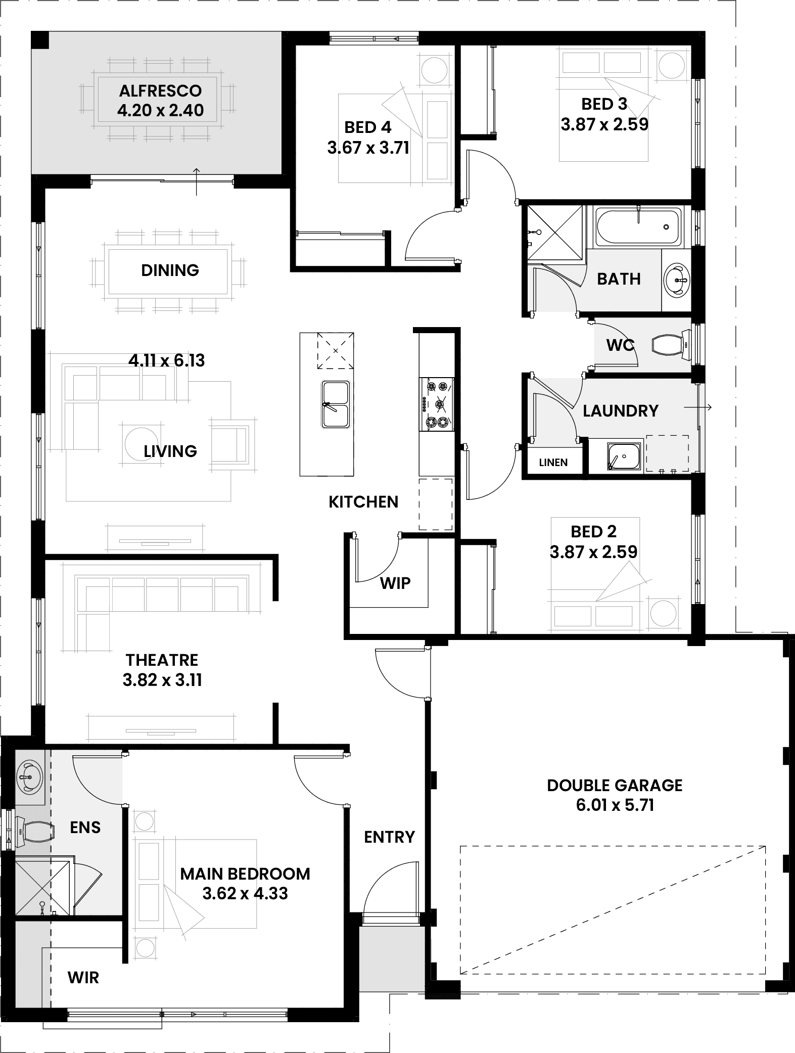 Floorplan for The Hazel, a Move Homes new home design perfect for first time buyers and new builders in Perth