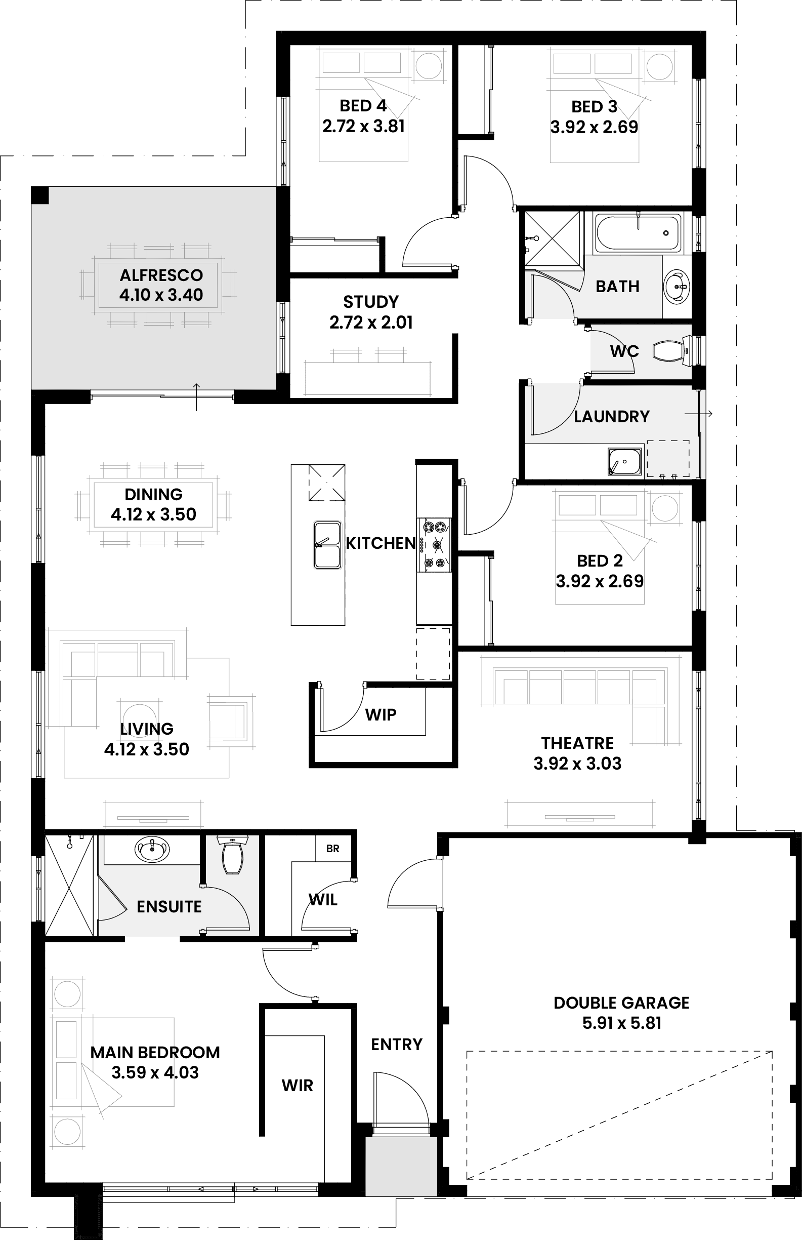Floorplan for The Ironwood, a Move Homes new home design perfect for first time buyers and new builders in Perth