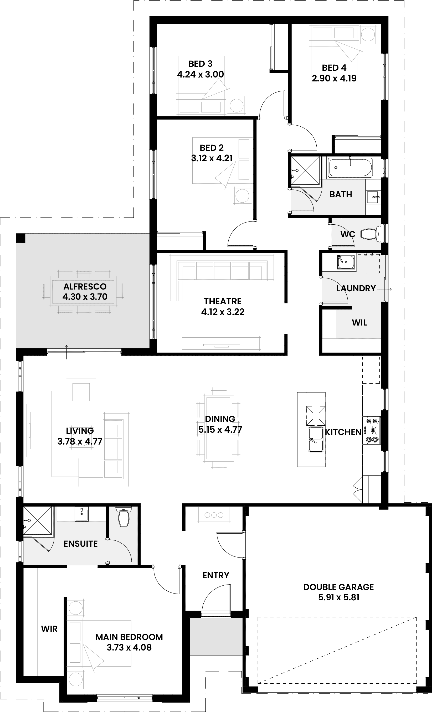 Floorplan for The Ivy, a Move Homes new home design perfect for first time buyers and new builders in Perth