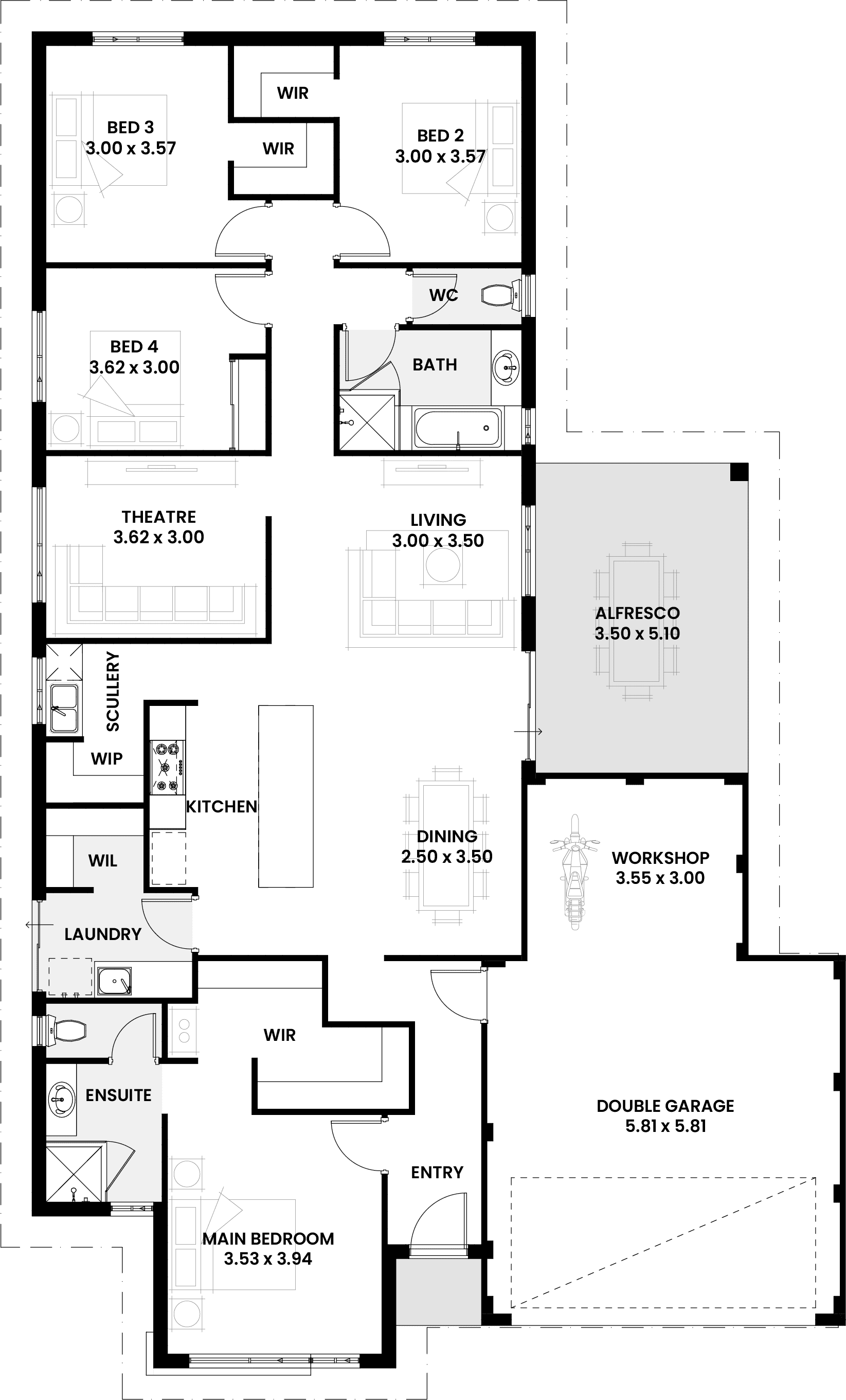 Floorplan for The Adair, a Move Homes new home design perfect for first time buyers and new builders in Perth