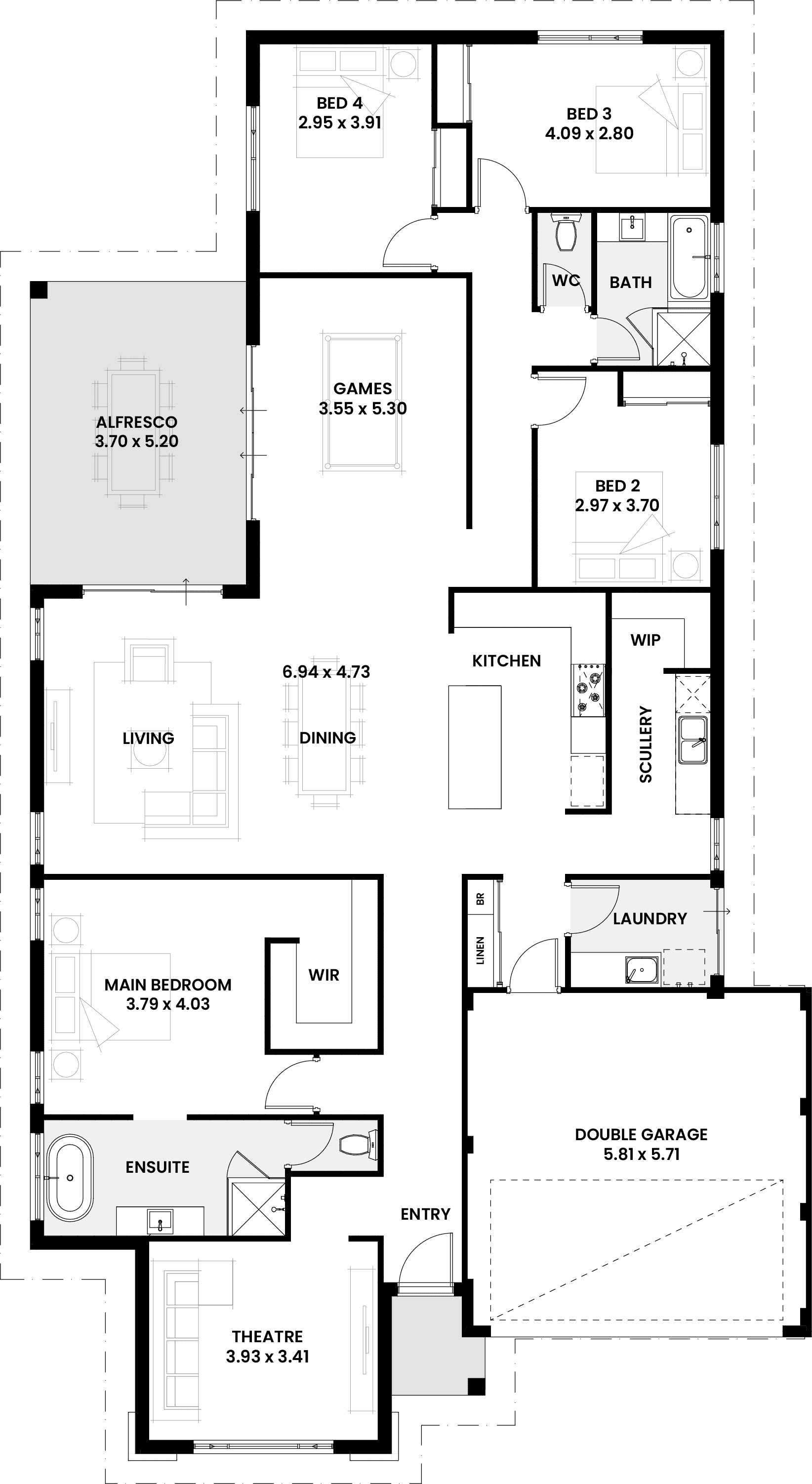 Floorplan for The Cherry, a Move Homes new home design perfect for first time buyers and new builders in Perth
