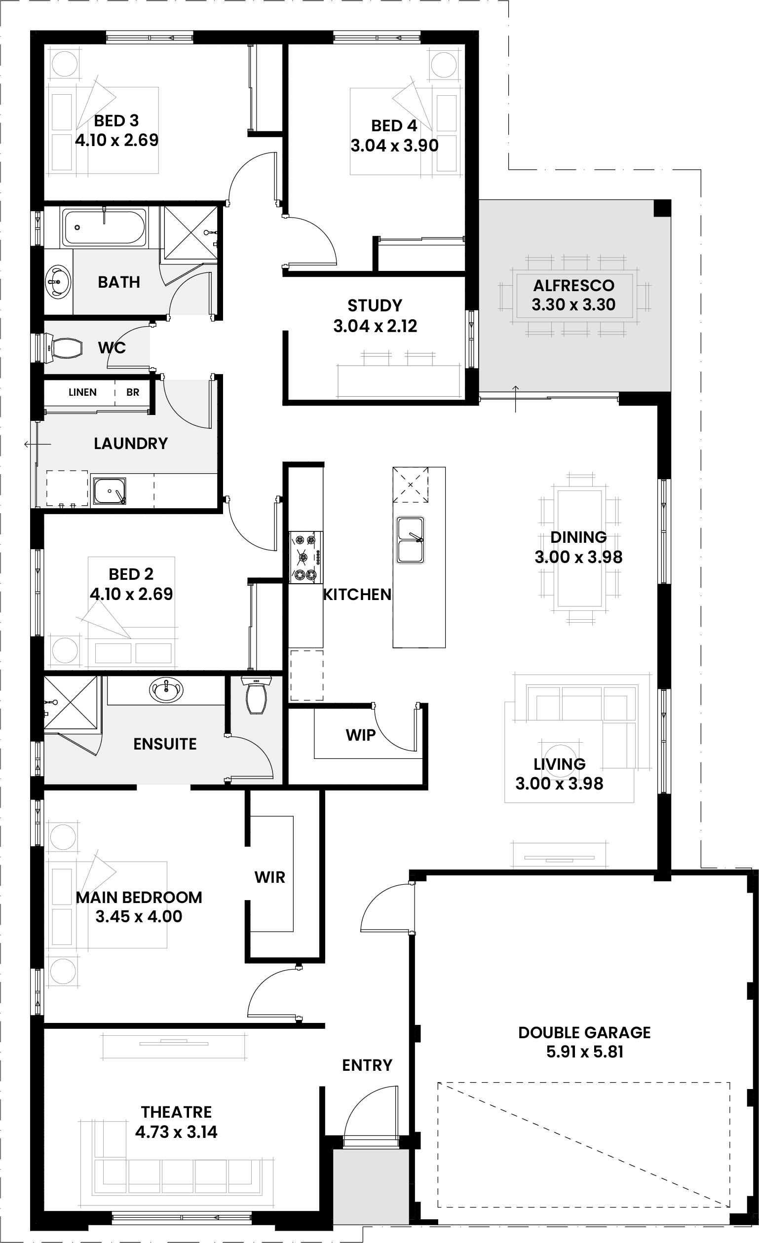 Floorplan for The Maple, a Move Homes new home design perfect for first time buyers and new builders in Perth