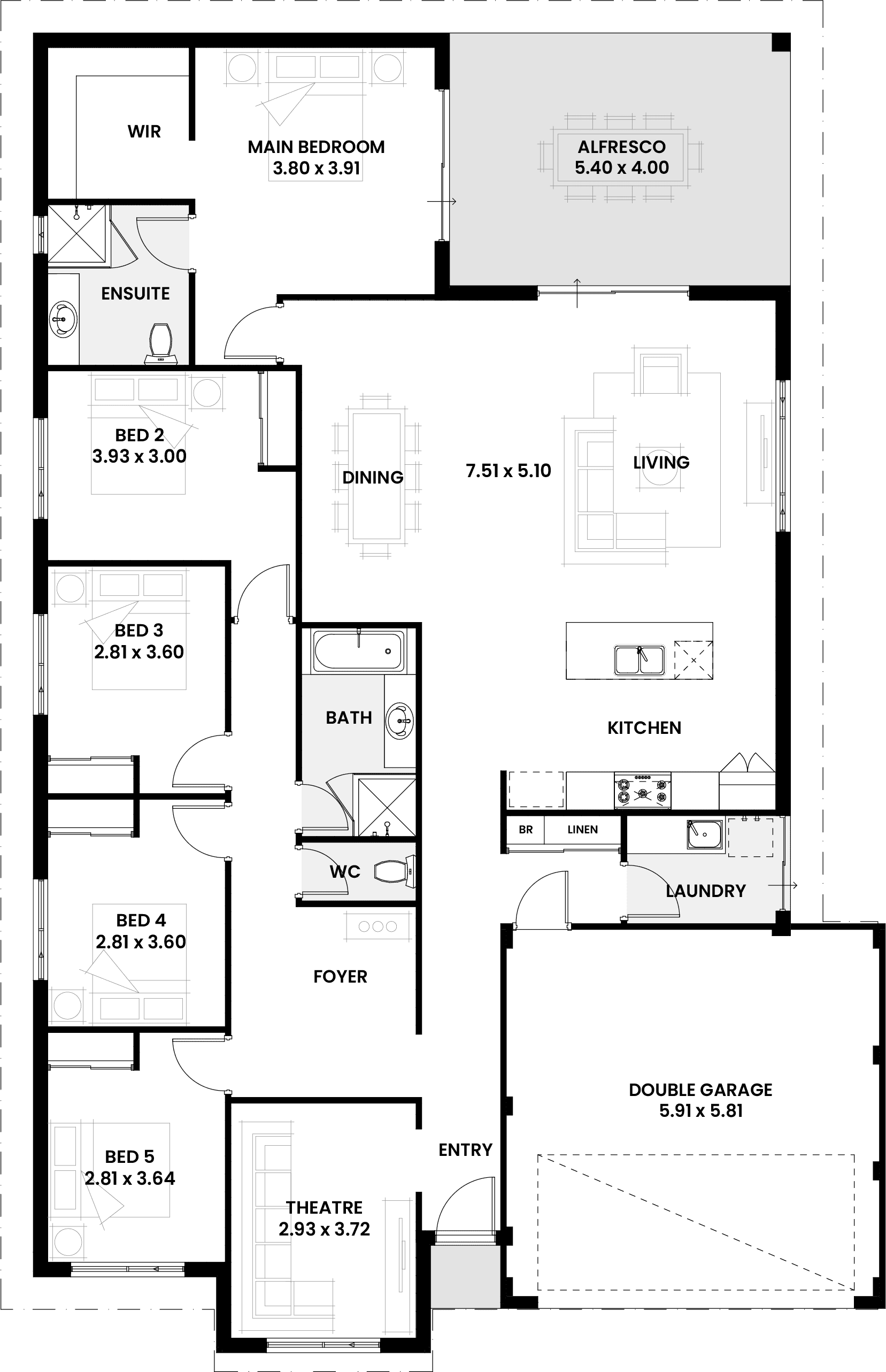 Floorplan for The Hawthorn, a Move Homes new home design perfect for first time buyers and new builders in Perth