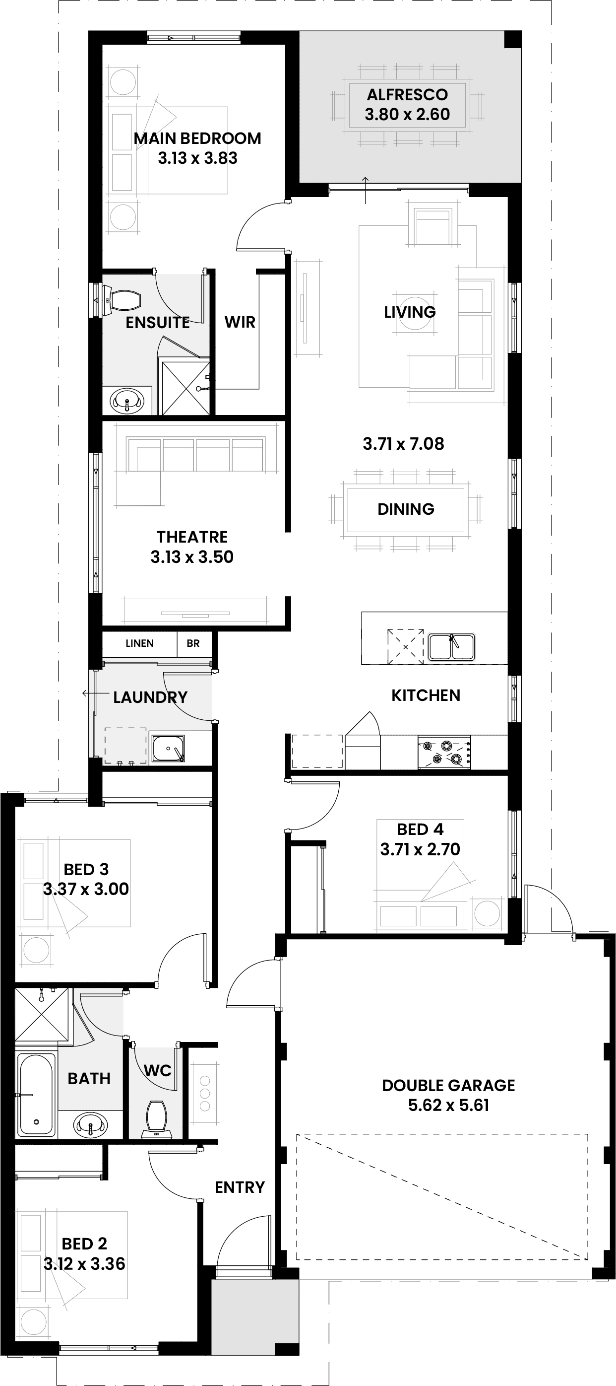 Floorplan for The Mahogany, a Move Homes new home design perfect for first time buyers and new builders in Perth