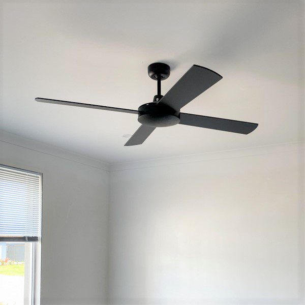 A black ceiling fan is a popular upgrade for first home buyers
